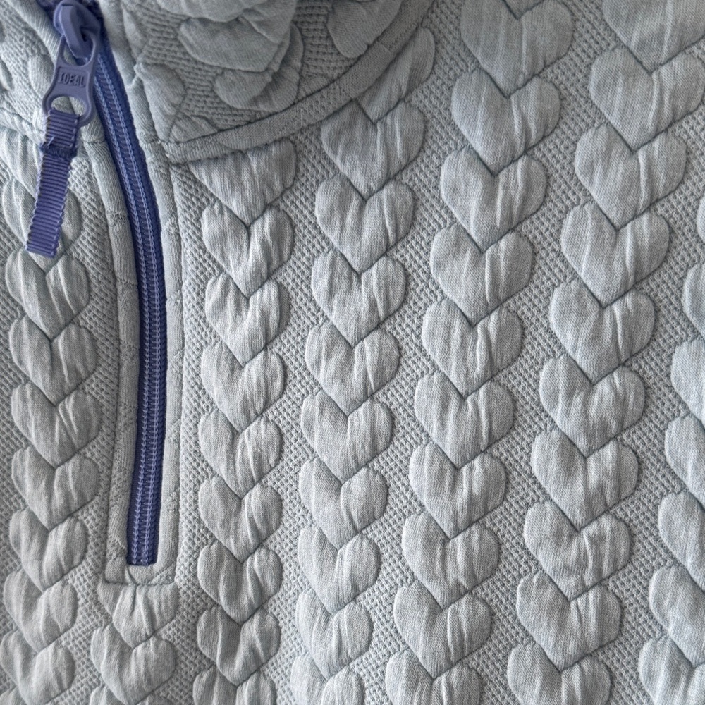 New Crewcuts from J. Crew Blue Heart Pattern Quarter Zip-Up Sweater - Picture 5 of 9